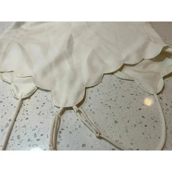 J CREW scalloped spaghetti strap tank top white size 00 - Picture 5 of 5